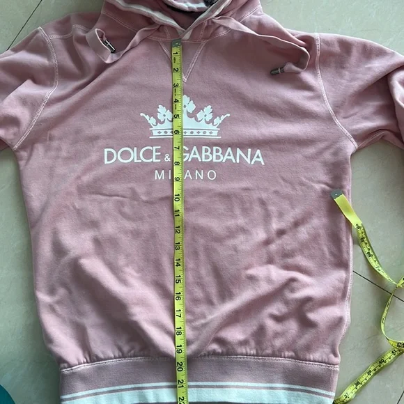 Like New Dolce & Gabbana Cotton Sweatshirt with Hood- Varsity Pink & White - Picture 10 of 13
